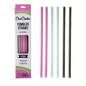 New CharCharm glitter 30 ounce reusable straws (Stanley/ yeti) 6 pack